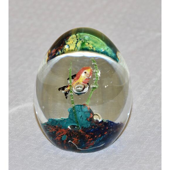 Murano Fish in the Ocean Art Glass Sculpture Paperweight